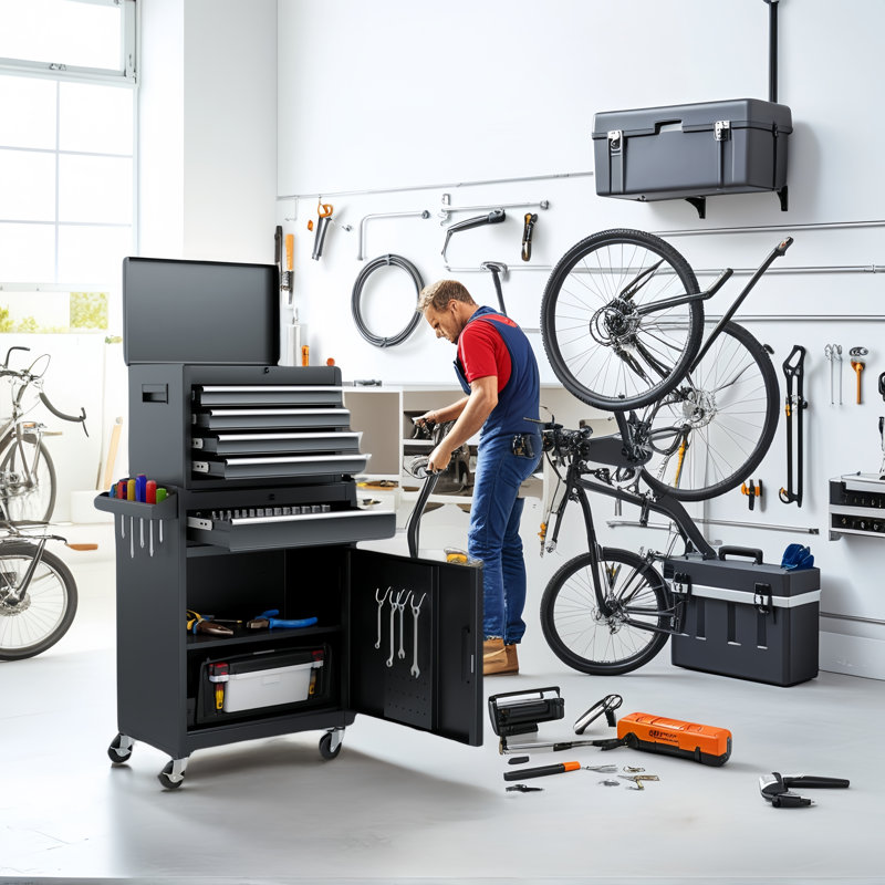 Coffre à outils, armoire de rangement à outils à 5 tiroirs avec coffre à outils amovible, doublure, roues verrouillables universelles, tablette réglable, mécanisme de verrouillage, chariot à outils en métal pour atelier de garage