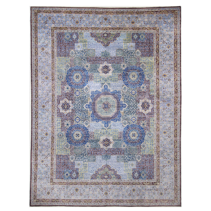 Tapis argent noué à la main de haute qualité