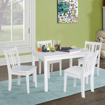 Tobias Kids 5 Piece Solid Wood Play Or Activity Table and Chair Set
