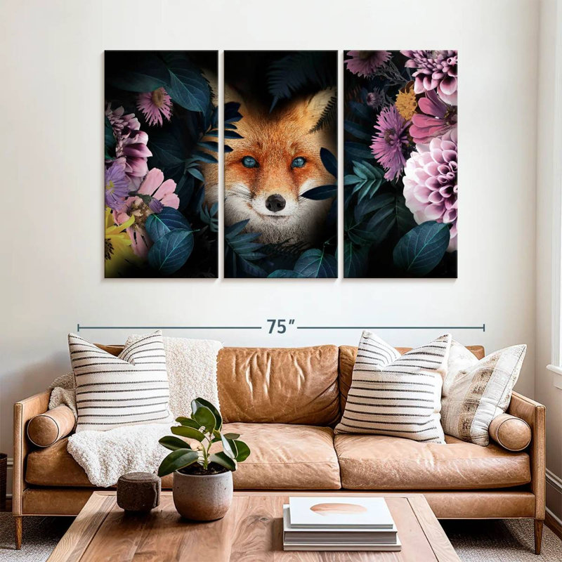 Brampt Floral Red Fox, 42" H x 65" W