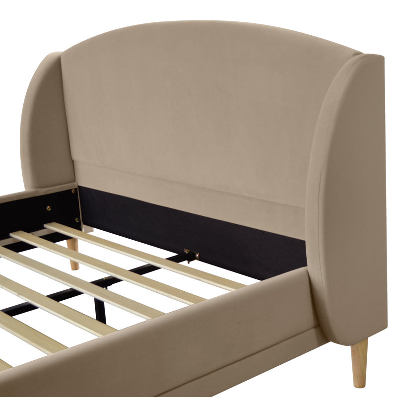 Romano Boucle Upholstered Platform Bed, Queen, Taupe