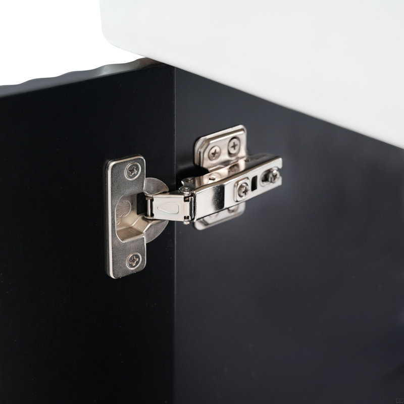 21.6Inch Floating Bathroom Vanity With Ceramic Basin, Black