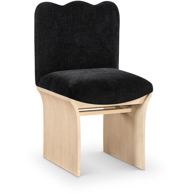 Shaw Cassady Chenille Fabric Upholstered Dining Chair, Natural, Black Chenille Fabric