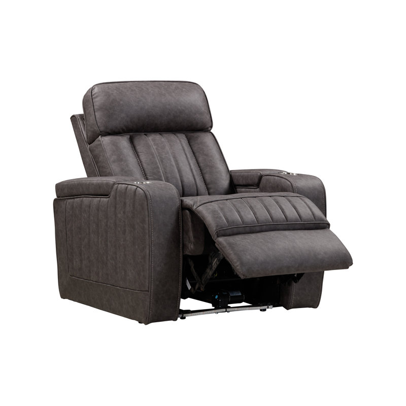 Fauteuil inclinable électrique de 39 po avec repose-tête réglable et accoudoirs carrés, Polyester gris