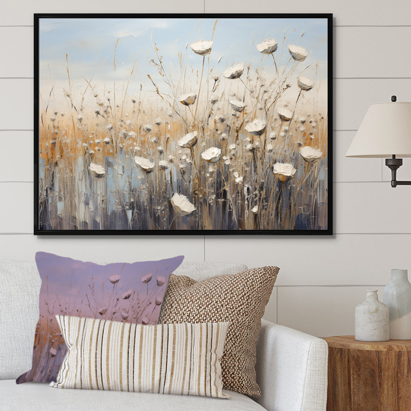 Minimalisme Wildflower Wonderland II sur toile, Cadre flottant noir, H 12 po x l 20 po x P 1 po