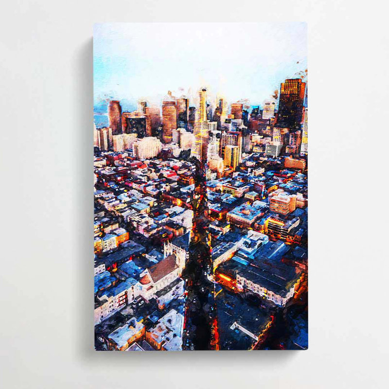 Downtown San Francisco by Louis Renard - Wrapped Canvas Painting, 60cm H x 40cm W x 3cm D