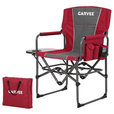 Folding Camping Chair with Side Table Drink Holder, Portable Folding Rocking Chair, Directors Chairs with Armrests, Comfortable Backrest for Sports Ev by Latitude Run