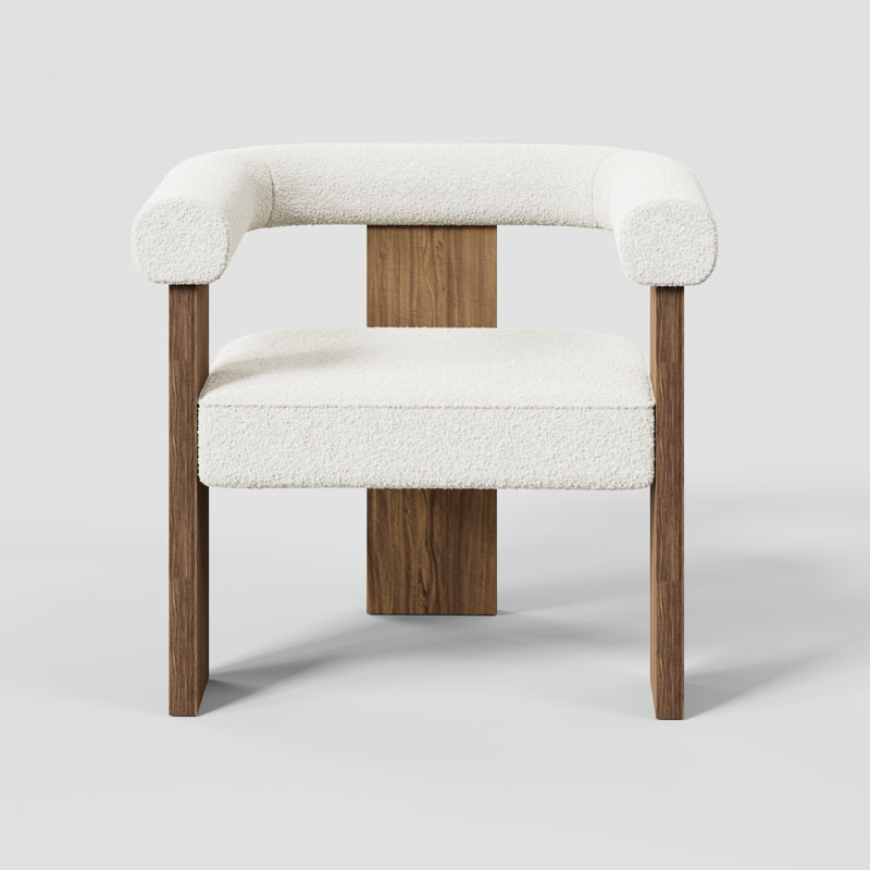 Fauteuil d'appoint rembourré avec structure en bois massif Sherpa Luxe, Bois brun