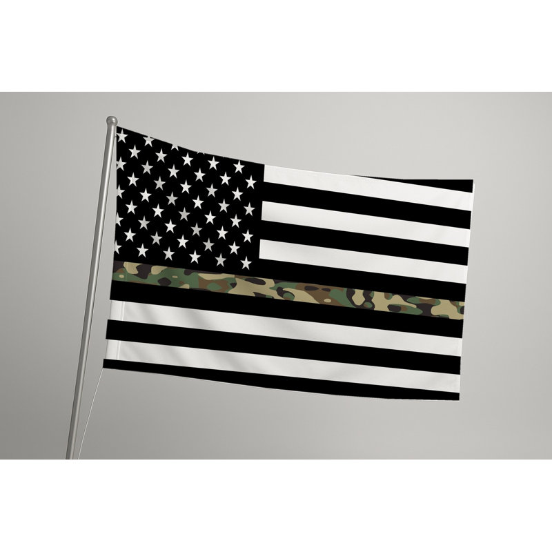 Drapeau américain Thin Camo Line - drapeau extérieur, 36" H x 60" W