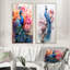 «Blue Pink Peacock Watercolor», 2 pièces-53090238-53090239