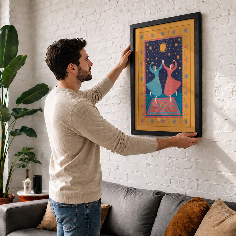 Dancers Under Stars Art Deco - Print, Unframed, A2 - 59.4 x 42.0 cm