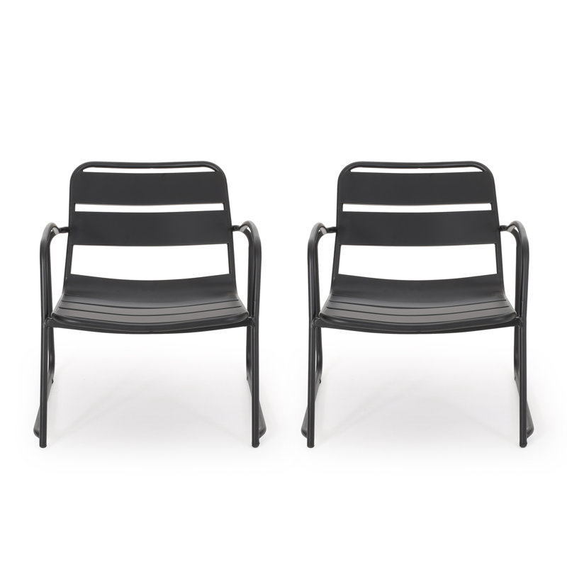 Chaise en fer noir mat pour une expérience de patio et de cour confortable, l 26,64 po x H 24,85 po, l 13,55 po, P 25,07 po l 26,64 po