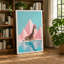Giraffe in Pink Mountains Geometric 1 Piece Wrapped Canvas Wall Art-136774291-136774292