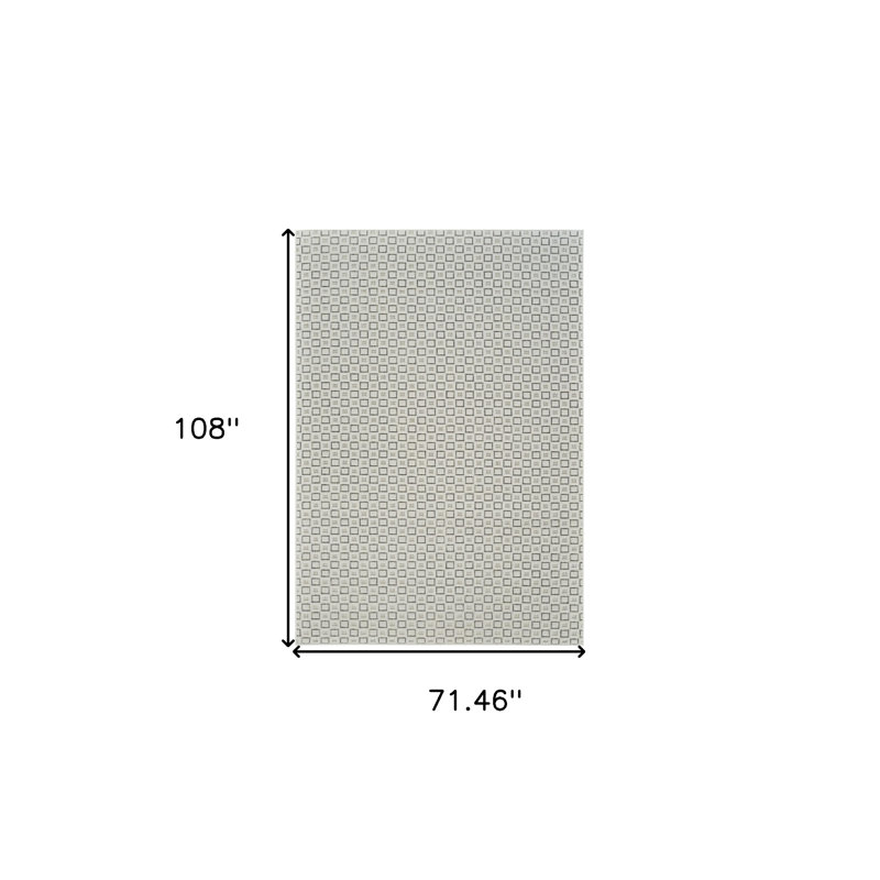 Tapis intérieur / extérieur 6 pi x 9 pi à motif géométrique délavé beige