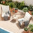 2-Person Outdoor Patio High Back Conversation Set with Wood-Grain Coffee Table & Cushions