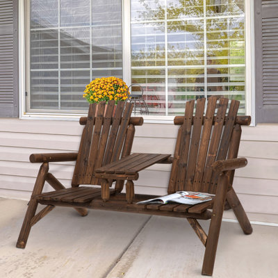 2 chaises et table en bois, meubles de patio pour terrasse, cour, porche, siège de foyer extérieur confortable avec cour arrière