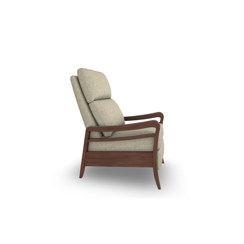 Modern High Leg Recliner, Linen, Dark Walnut