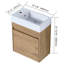 Meuble-lavabo flottant de 18 po avec lavabo en résine et porte à fermeture en douceur, décor moderne, vaste espace de rangement mural, imitation chêne-801460971