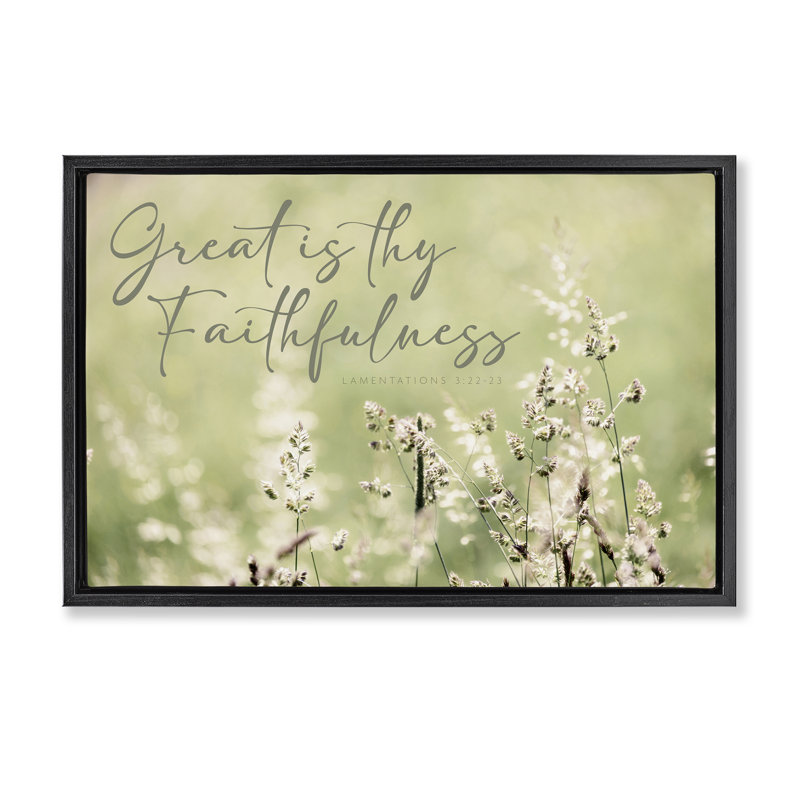 Cadre flottant Spiritual Faithfulness with Florals, design par Erin Marie, H 17 po x l 25 po, Cadre flottant noir de jais