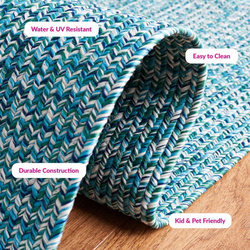 Trombley Braided 201 Area Rug In Teal / Green, Runner 2'3" x 16'