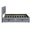 Lit plateforme tapissier en velours avec 2 tiroirs et 1 lit gigogne-1340749849
