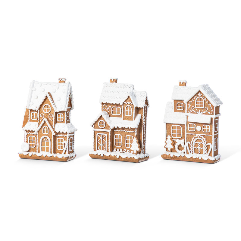 3-Piece 5.50"H Christmas Resin Gingerbread House Table Decor