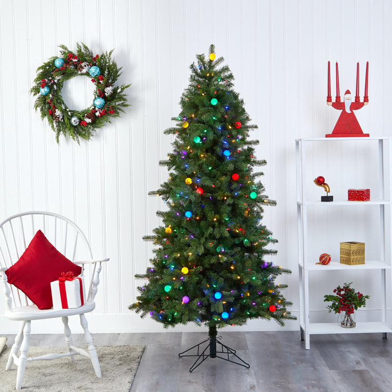 Lighted Artificial Fir Christmas Tree, 6.5' H