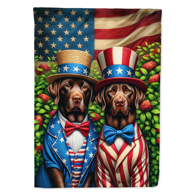 Drapeau «All American House», Retriever du Labrador à rayures bleues et rouges