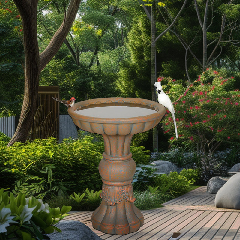 Décoration extérieure pour le bain d'oiseaux en ciment avec piédestal