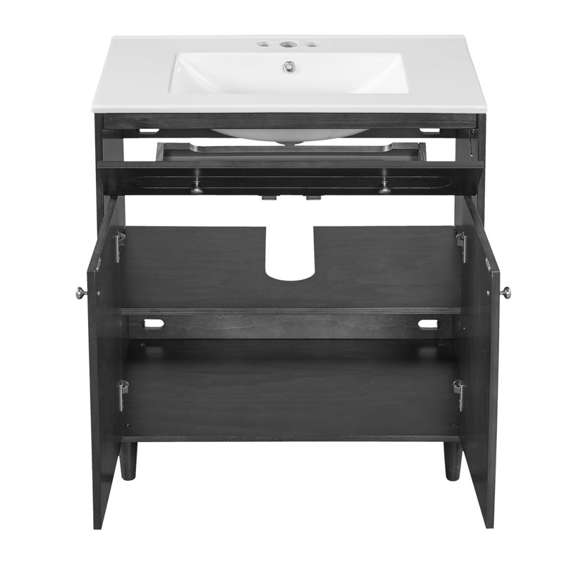 30'' Bathroom Vanity With Undermount Ceramic Sink, Black