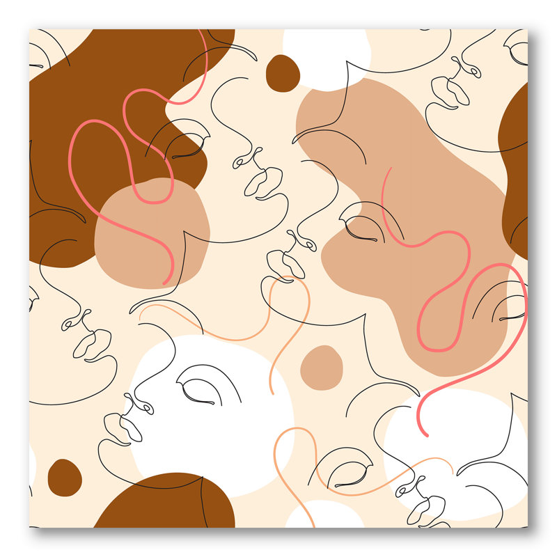 «One Line Dessin of Beautiful Woman», impression sur toile, Toile tendue, H 36 po x l 36 po x P 1 po