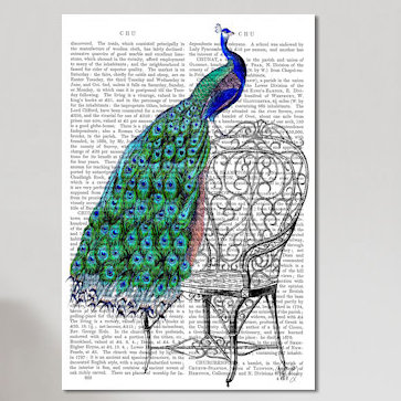 « peacock on chaise »-impression sur toile tendue Fab Funky, H 26 po x l 18 po x P 1,5 po