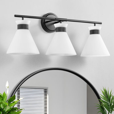 Éclairage de salle de bain à intensité variable 3 lumières avec abat-jour en verre givré Kaylisa