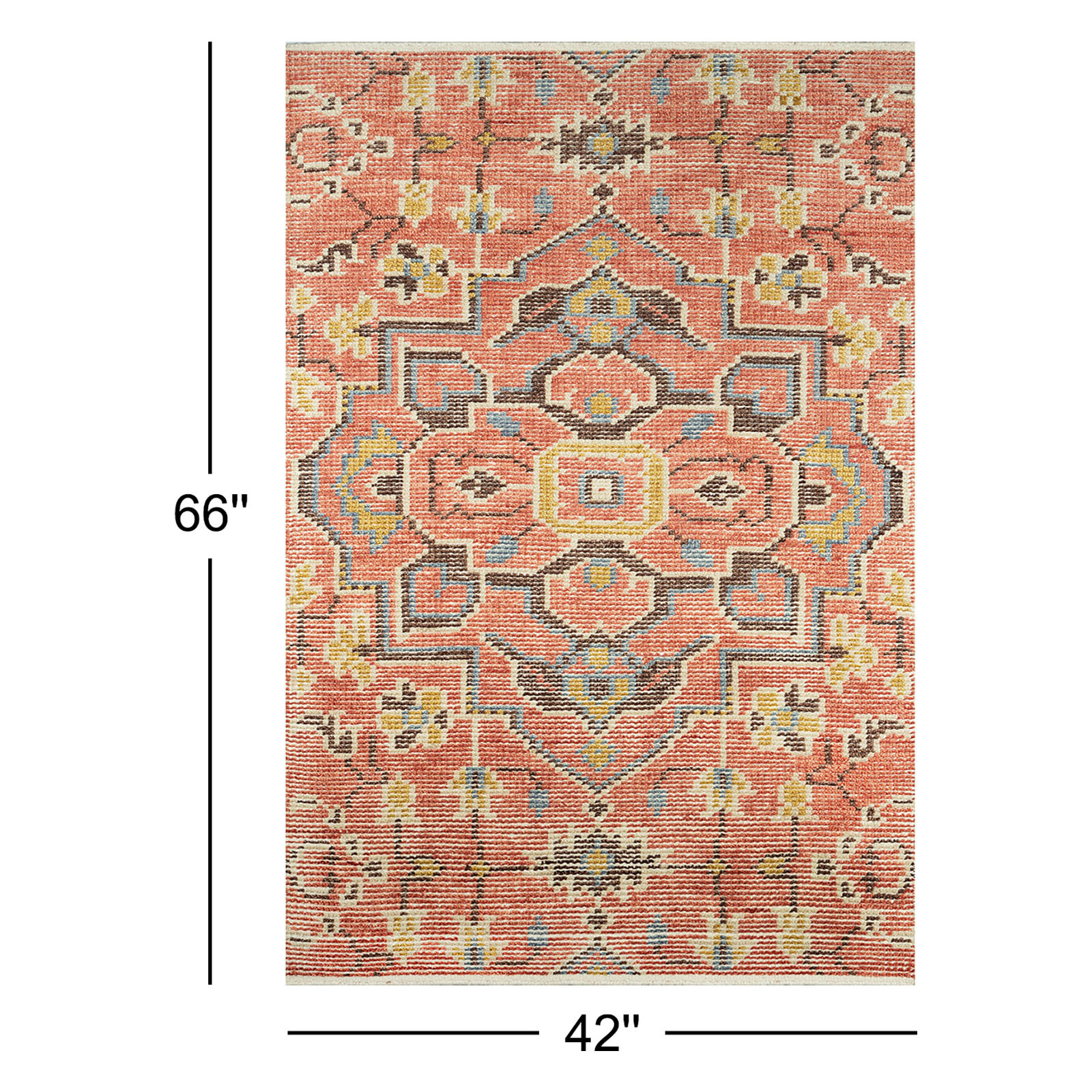 Reese Handmade Wool Red Rug, Rectangle 3'6" x 5'6"