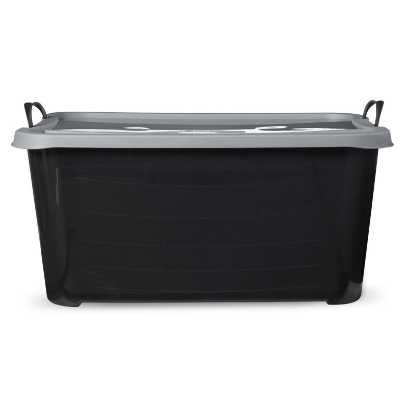 Life Story 55 Quart Black Stackable Lidded Storage Bins, Set of 6