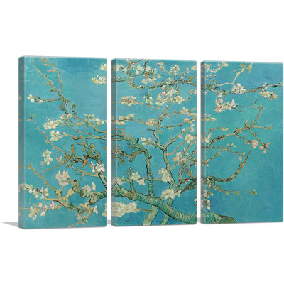 "Branches with Almond Blossom - 1890" par Vincent Van Gogh - 3 peintures sur toile tendue