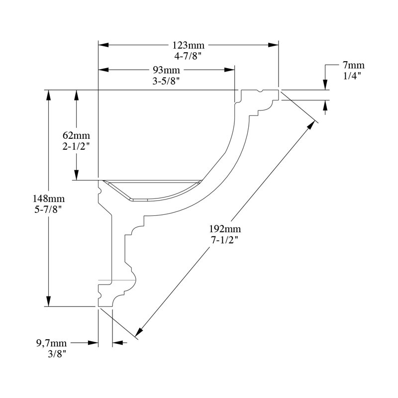 Moulure couronnée H 5 7/8 po x l 78 po x P 15/16 po