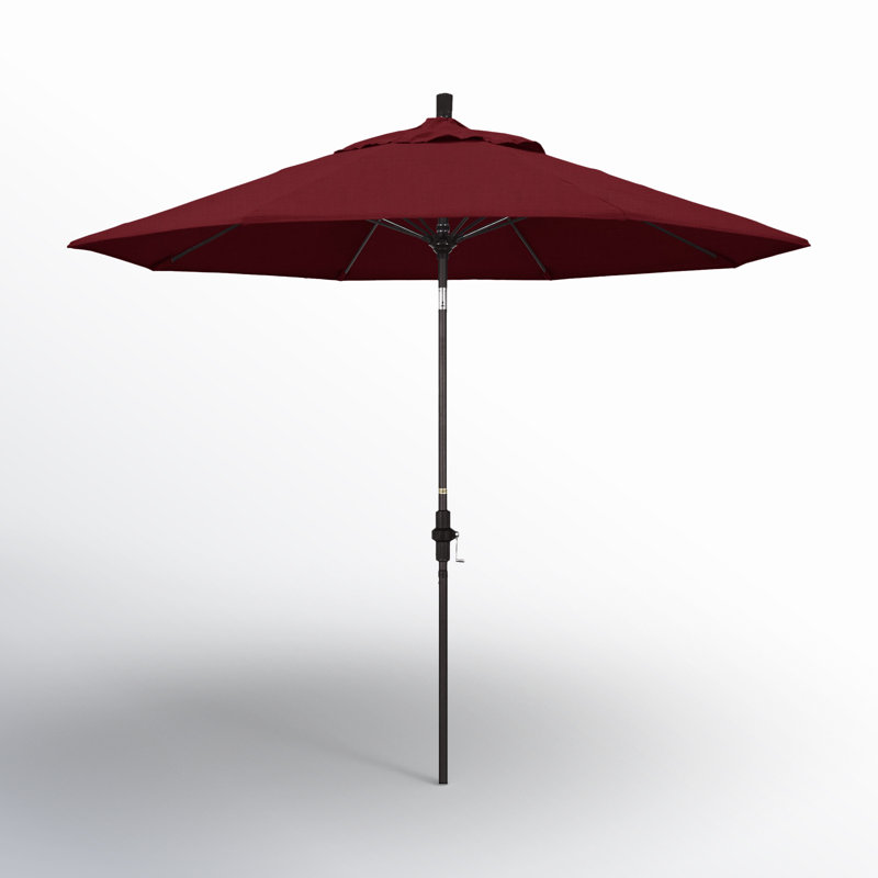 Parasol de marché Sunbrella® 9 pi Roverta, Tissage uni Sunbrella® Spectrum rubis, Brun