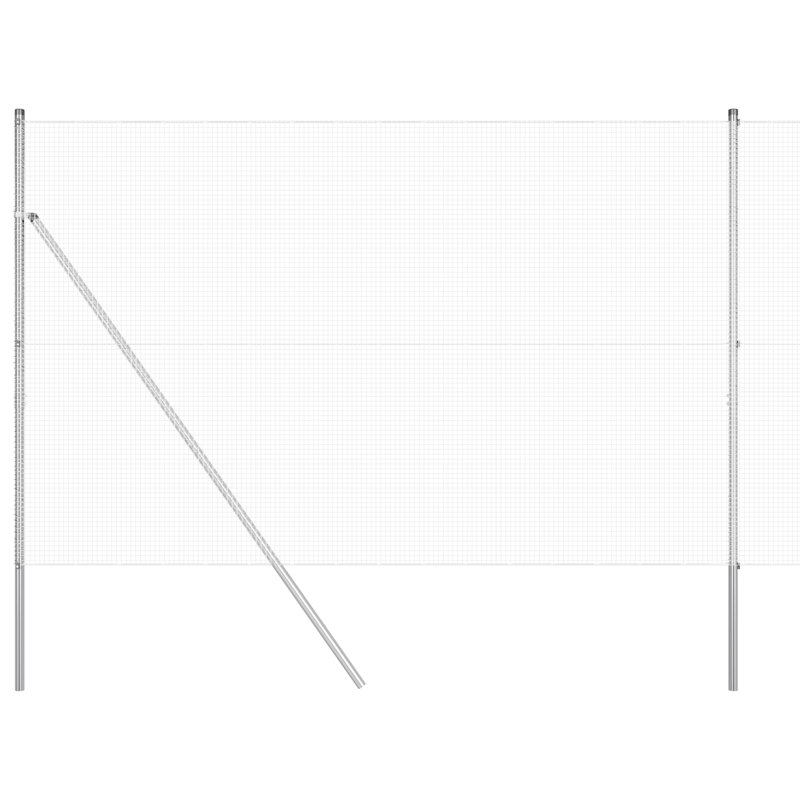 Welded Wire Fence With 7 Flanged Posts Steel, Silver, 150cm H x 2500cm W