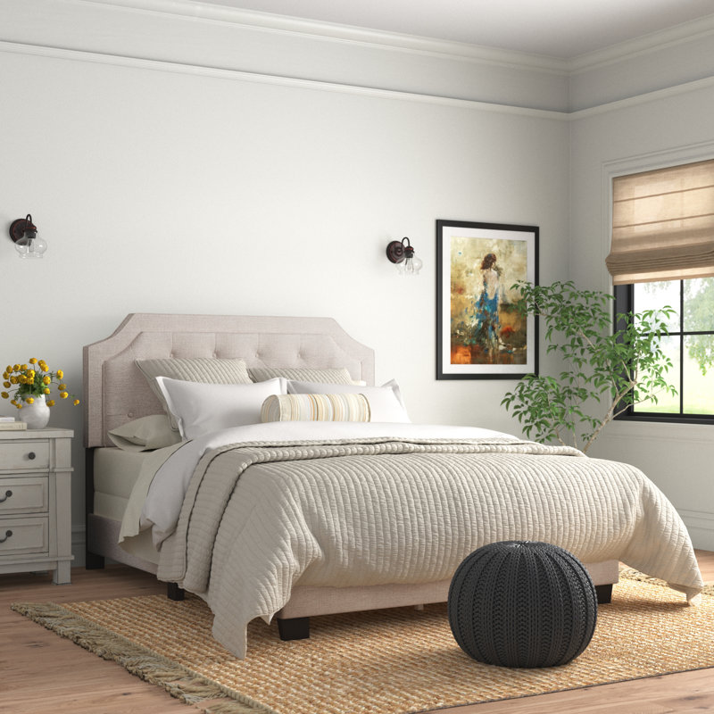 Lit tapissier Amidon, Grand, Beige