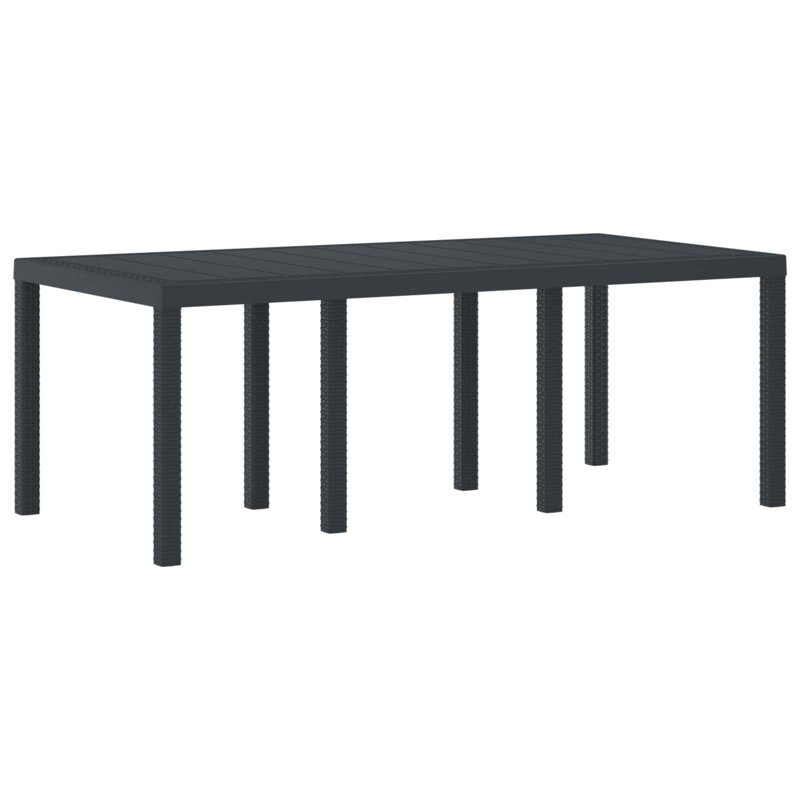 Garden Table Poly Rattan, 73cm H x 200cm W x 100cm D, Anthracite