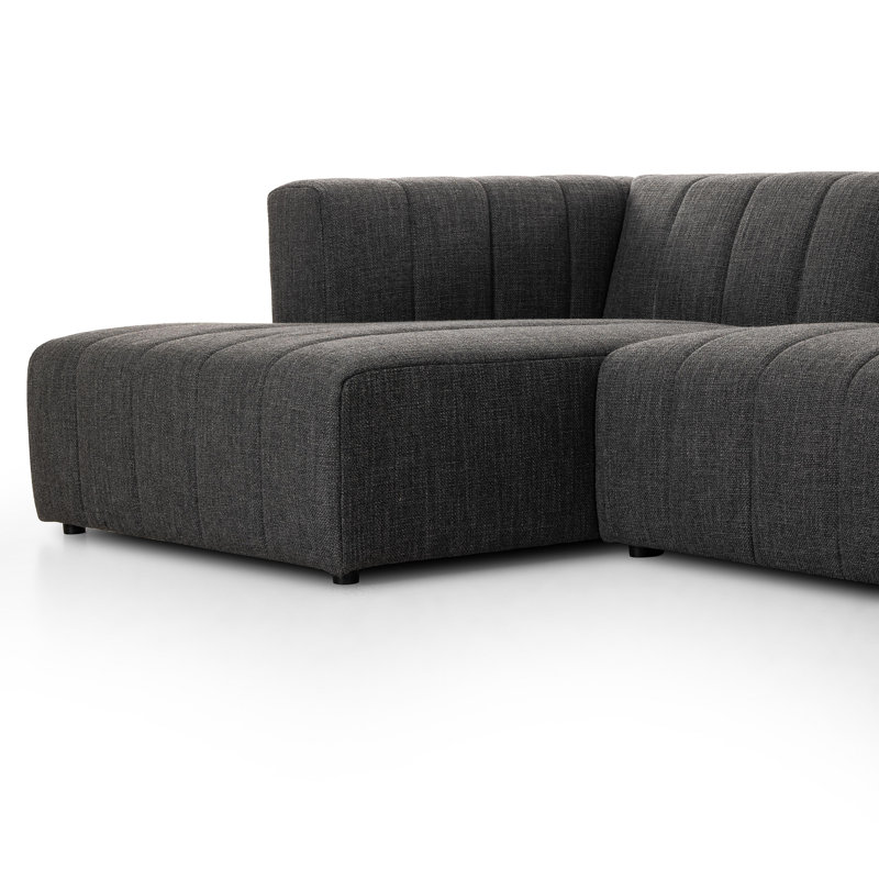 Canapé modulaire Bowry, Orienté à gauche (vu de face), Mélange de polyester gris anthracite Saxon