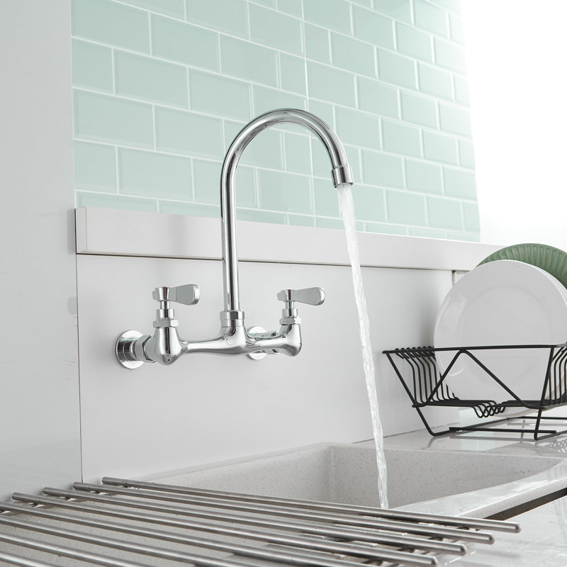 Double Handle Wall Mount Standard Kitchen Faucet