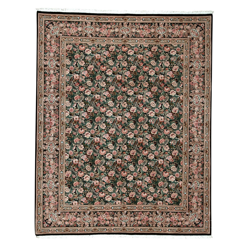Hand Knotted Wool Oriental Area Rug in Black