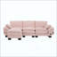 Canapé modulaire modulaire en nuage, canapé rembourré en velours côtelé avec ports USB et repose-pieds avec rangement, canapé confortable multi-configurations pour le salon-583763106-583763119