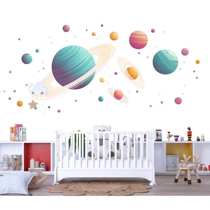 Planètes, décalcomanie murale, espace, chambre d'enfant, système solaire, décoration de chambre d'enfant, 463Mv