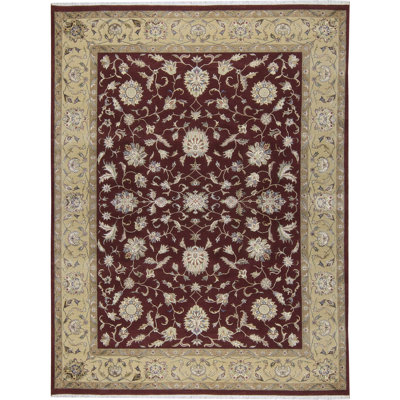 Hand-Knotted High-Quality Red and Brown Area Rug
