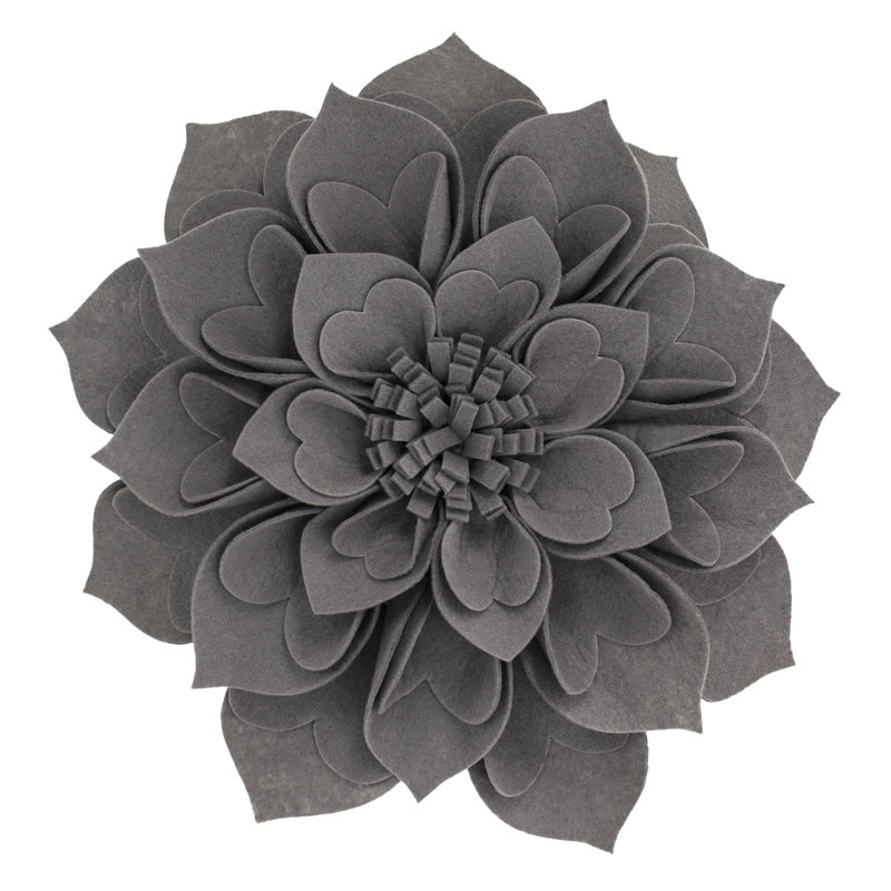 Floral Throw Pillow, 13" x 13", Slate