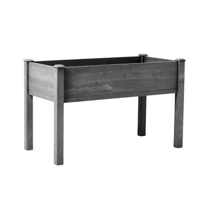 30 - Inch High Raised Planter 48x24 Inch, Made Of Gray Wood For Outdoor Flower And Vegetable Growing, Long Term Durability, Safe Finish, Easy Assembly Garden Bed Elevated Wooden Box Growing Fruits,