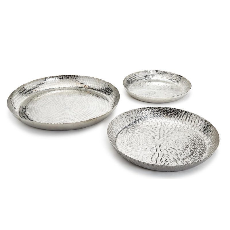 Ensemble de 3 plateaux martelés